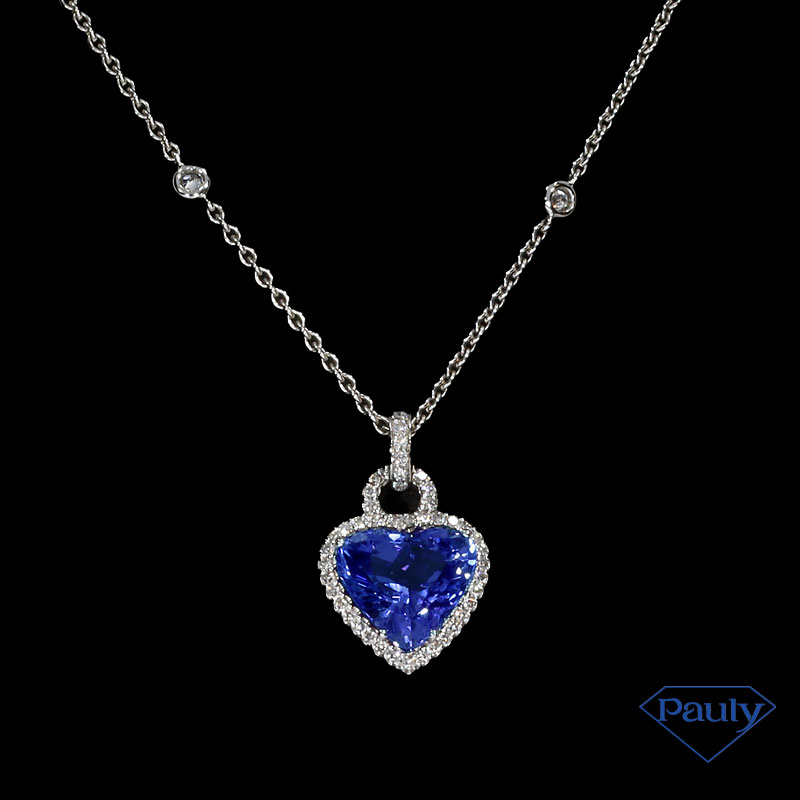 Blauer Safir Herz mit Brillanten