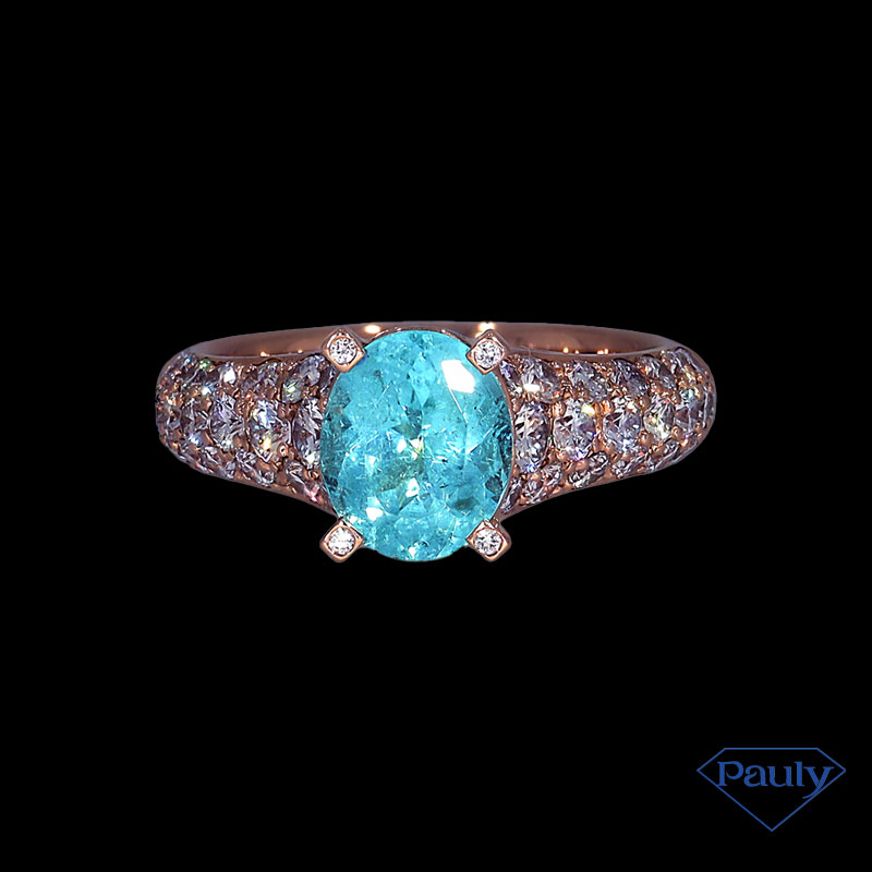 Ring Paraiba Turmalin mit Diamanten